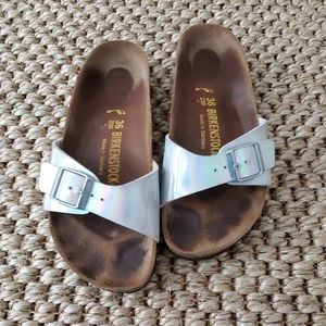 Birkenstock Silver Metallic Slides